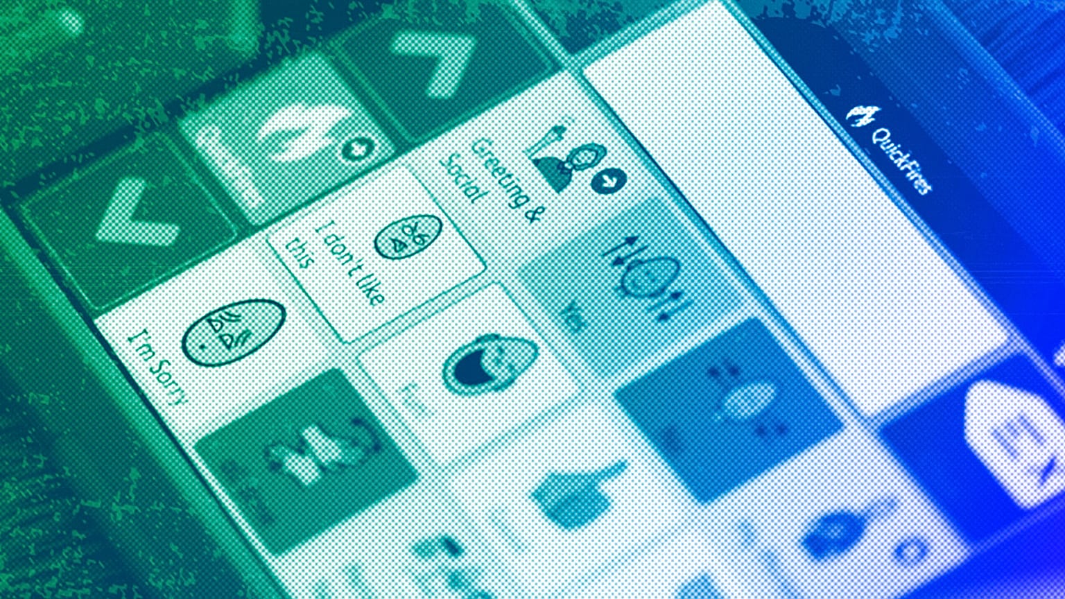 A tablet used by nonverbal children to communicate, May 2023
