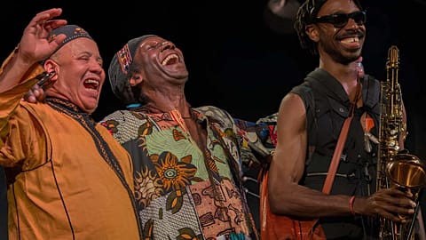 Shabaka Hutchings, Majid Bekkas, Hamid Drake, who are performing at the Rome Jazz Festival 2023 