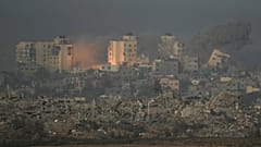 An explosion is seen following an Israeli airstrike in the Gaza Strip, as seen from southern Israel, Thursday, Nov. 23, 2023. 
