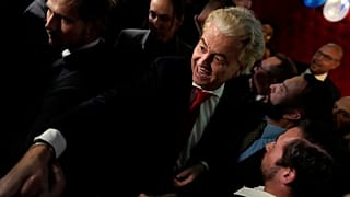 Geert Wilders, leader of the Party for Freedom, known as PVV, answers questions to media after announcement of the first preliminary results of general elections in The Hague,