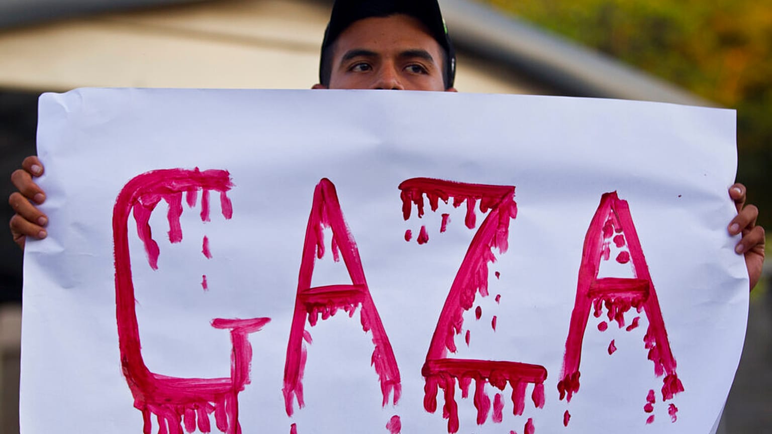 ARQUIVO Manifestante em Nicarágua protesta contra a intervenção militar de Israel na Faixa de Gaza