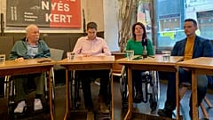 Skripeg Béla, Karsai Dániel, Dunavölgyi Erzsébet, László Róbert a sajtótájékoztatón 2023. november 23-án