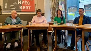 Skripeg Béla, Karsai Dániel, Dunavölgyi Erzsébet, László Róbert a sajtótájékoztatón 2023. november 23-án
