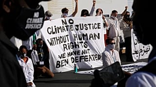 A silent protest for climate justice and human rights at COP27 last year in Sharm el Sheikh, Egypt. 