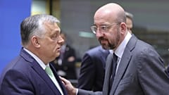 Orbán Viktor és Charles Michel a márciusi brüsszeli EU-csúcson
