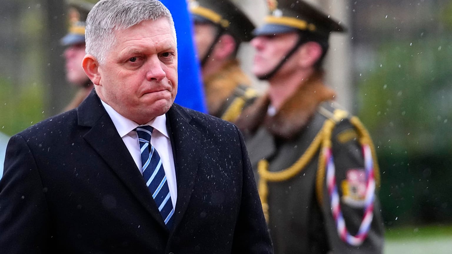 Slovakia's Prime MInister Robert Fico arrives to meet with Czech Republic's Prime Minister Petr Fiala in Prague, Czech Republic, Friday, Nov. 24, 2023