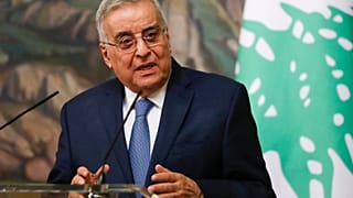 وزير الخارجية اللبناني عبد الله بو حبيب في مؤتمر صحفي في موسكو روسيا.