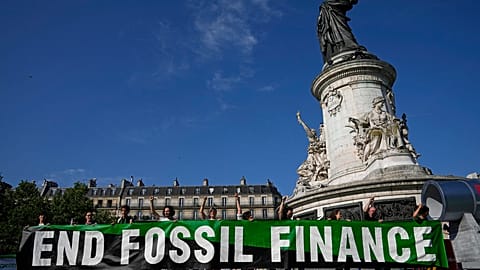 Green finance protestors in Paris, June 2023