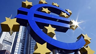  Euro sign is photographed in front of the European Central Bank in Frankfurt, Germany