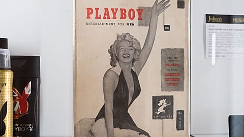 Late Playboy publisher Hugh Hefner's personal copy of the first Playboy issue featuring Marilyn Monroe is displayed as part of Julien's Auctions sale