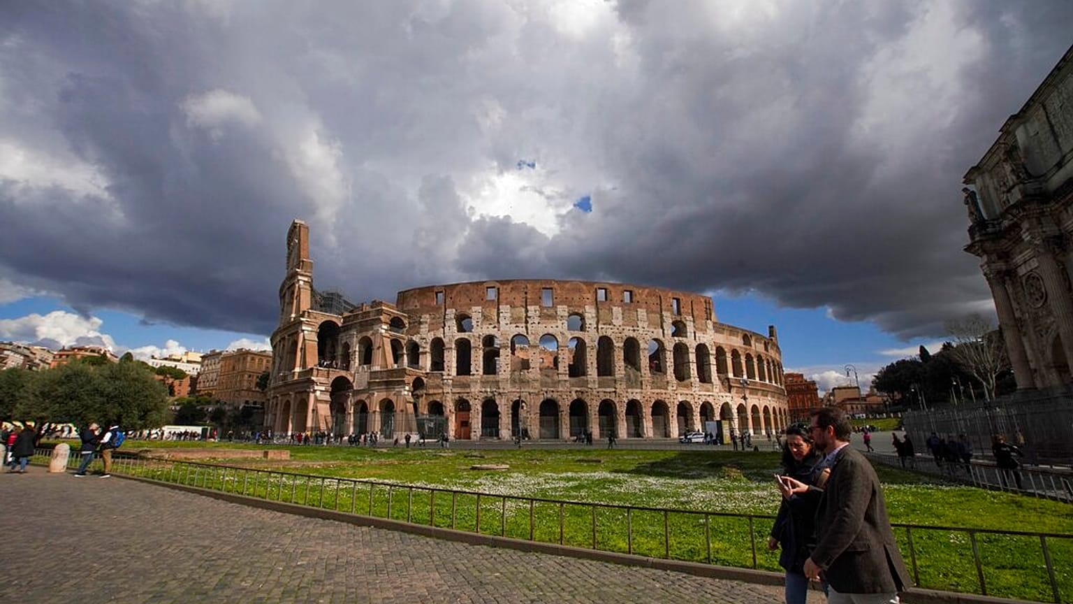 A view of the Colosseum, in Rome, Saturday, March 7, 2020