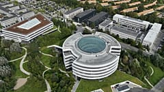 This aerial view shows the Novo Nordisk headquarters in Bagsvaerd on September 26, 2023