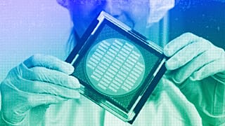 shows a wafer with photonic chips for quantum computing at the technology company Q.ant in Stuttgart, September 2021