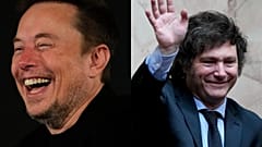 El multimillonario propietario de X, Elon Musk (izquierda), y el presidente electo de Argentina, Javier Milei.