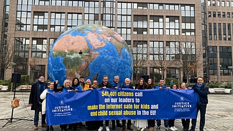 Survivors from all EU countries and 40 partner child rights organisations in Brussels led by the Justice Initiative.