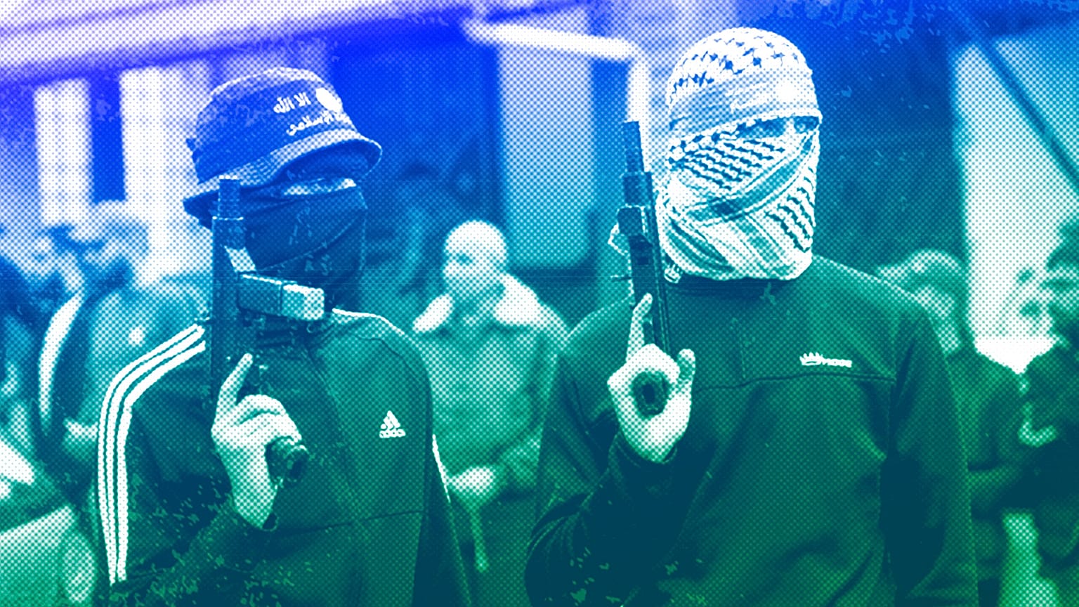 Hamas militants attend the funeral of Moaz Zahran, at Al-Far'a Camp, West Bank, December 2023