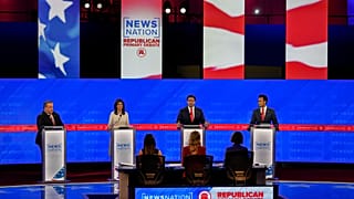 Los cuatro candidatos republicanos durante el debate en Alabama, el 6 de diciembre de 2023.