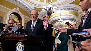 Senate Majority Leader Sen. Chuck Schumer, D-N.Y., speaks to media after a Senate Democratic policy luncheon, Tuesday, Dec. 5, 2023, on Capitol Hill in Washington.