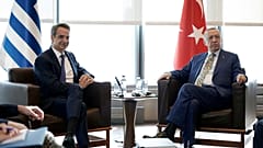 Yunanistan Başbakanı Kiryakos Miçotakis (sol), Cumhurbaşkanı Recep Tayyip Erdoğan 