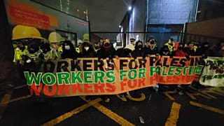 Protesters blocked the gates of the BAE Systems factory in Glasgow because of the companies associations with Israel's arms manufacturing