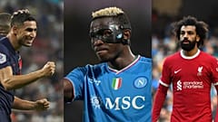 المغربي أشرف حكيمي والمصري محمد صلاح والنيجيري فيكتور أوسيمهن