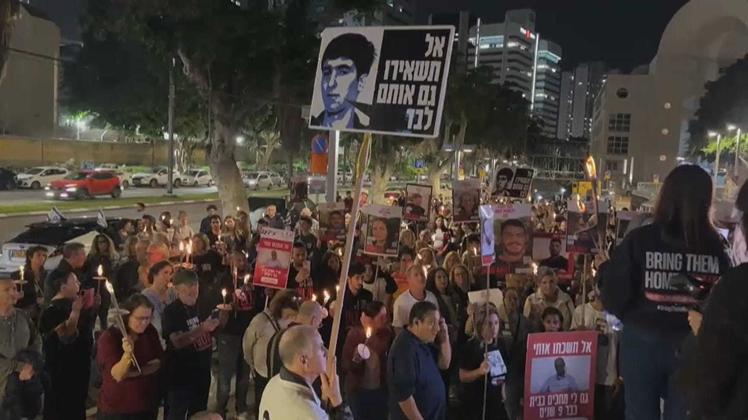 Rassemblement en Israël en faveur des otages retenus par le Hamas et ses alliés.
