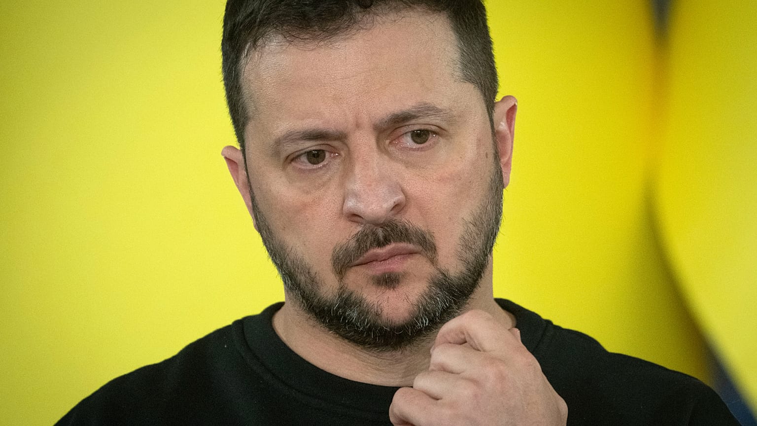 Ukrainian President Volodymyr Zelenskyy attends a joint press conference with European Council President Charles Michel and President of Moldova Maia Sandu in Kyiv