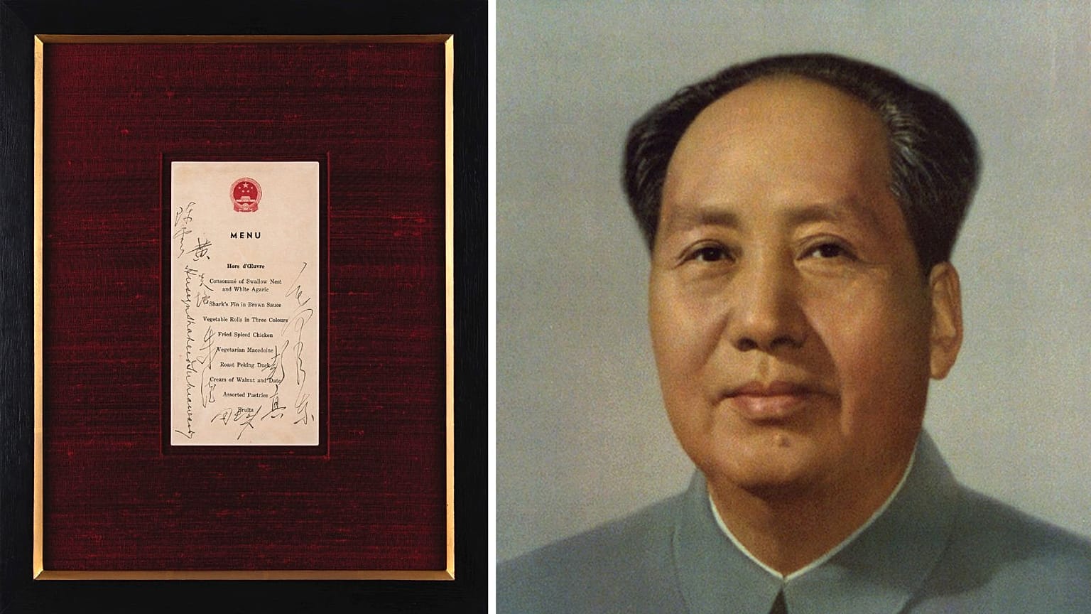 Menu signed by Mao Zedong sold for quarter million euros at auction 