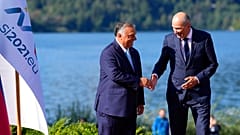Orbán Viktor és Janez Jansa akkori szlovén miniszterelnök 2021-ben Bledben