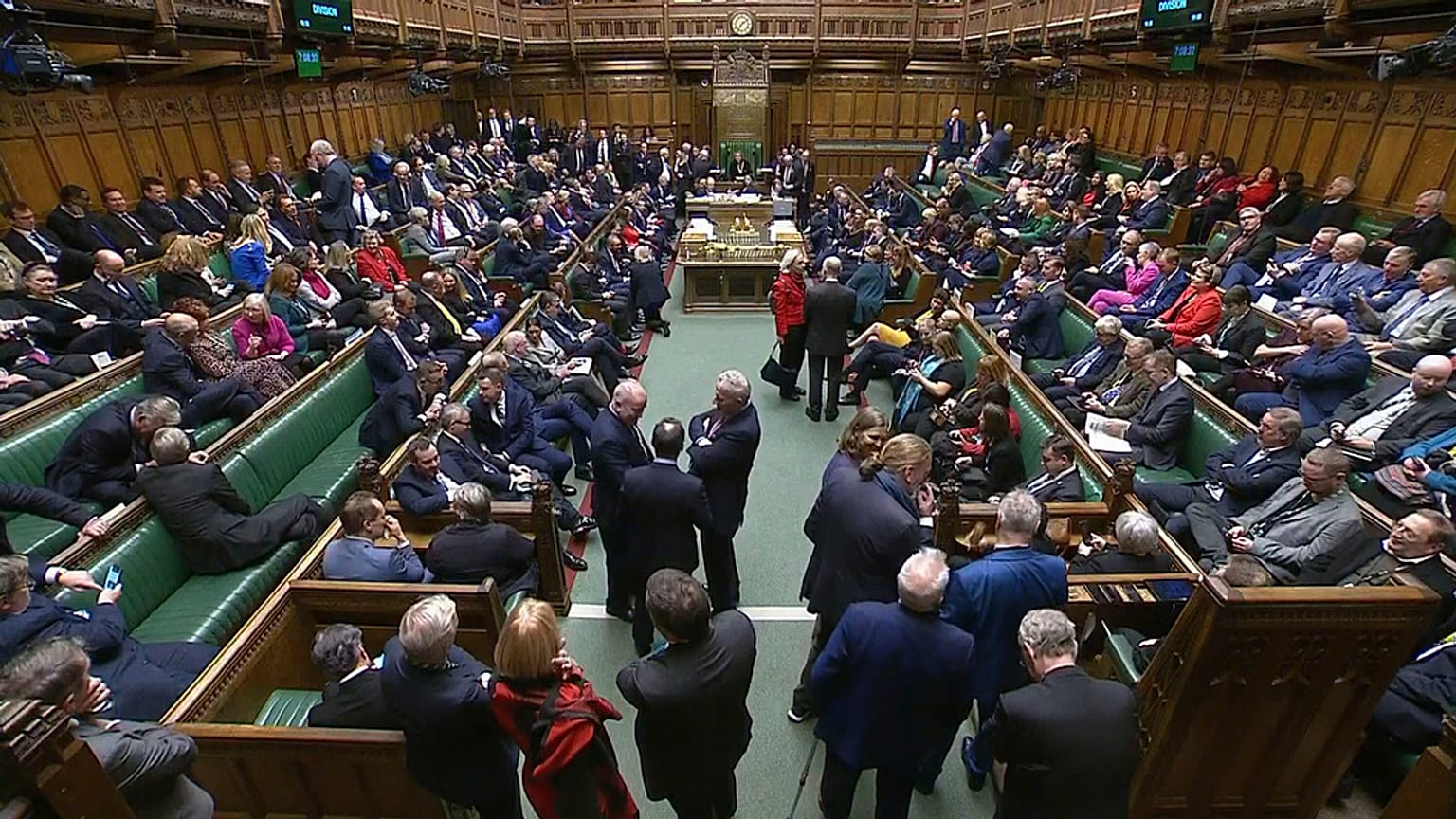 MP's gather in the House of Commons ahead of the second reading vote, in London, Tuesday, Dec. 12 2023. 