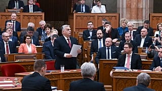 Ungarns Premierminister Viktor Orban spricht im Parlament in Budapest, Ungarn.