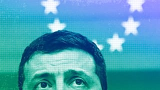 Ukraine's President Volodymyr Zelenskyy addresses a media conference at an EU summit in Brussels, February 2023