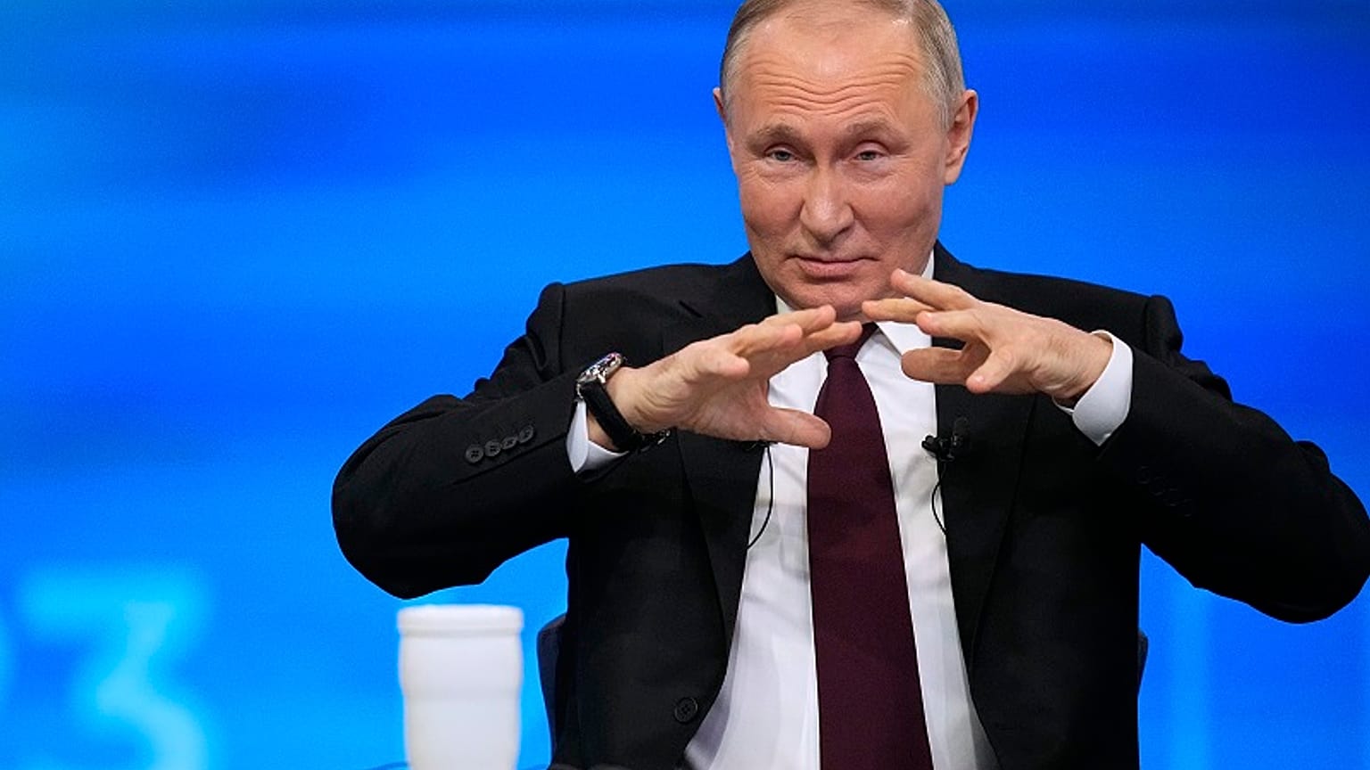 El presidente de Rusia, Vladímir Putin, durante su rueda de prensa de fin de año este jueves en Moscú