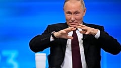 El presidente de Rusia, Vladímir Putin, durante su rueda de prensa de fin de año este jueves en Moscú