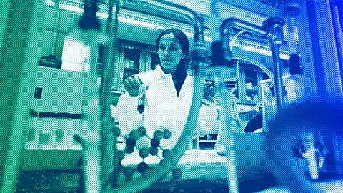 Soil researcher Asmita Gautam, a Ph.D. candidate at Purdue University, prepares a soil sample for carbon content analysis, July 2023
