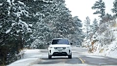 Range Rover model on the road in Colorado, US. 