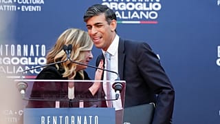 Rishi Sunak e Giorgia Meloni no evento