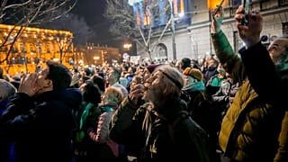 Serbian opposition supporters protest outside the country's electoral commission in Belgrade