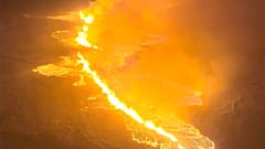 Vista aérea del magma del volcán de Grindavík
