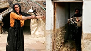 Palästinensische Frauen reagieren, nachdem rohe Abwässer aus den Auffangbecken ausbrachen und durch ein Dorf im nördlichen Gazastreifen flossen, 27\. März 2007.