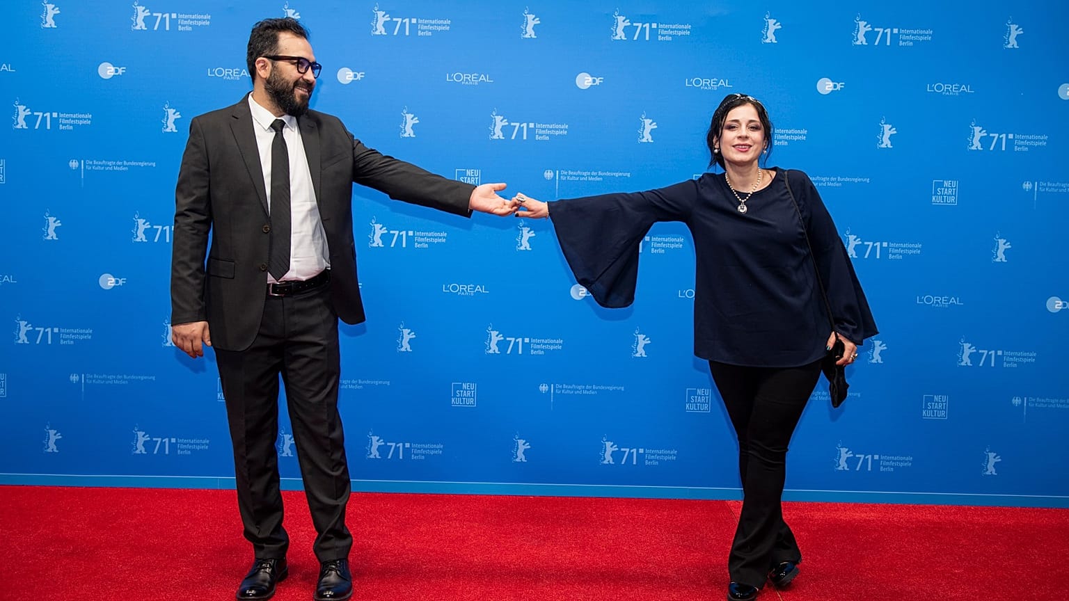 Behtash Sanaeeha and Maryam Moghaddam at the Berlin Film Festival in 2021 for the premiere of 'Ballad of a White Cow'