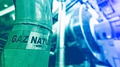 A sticker reads "natural gas" on a pipe at the French company R-CUA plant, in Strasbourg, October 2022