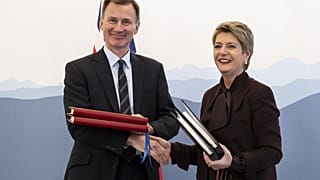 British finance minister Jeremy Hunt and his Swiss counterpart Karin Keller-Sutter