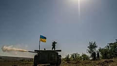 BMP-1 Infantry Fighting Vehicle is seen firing during a military training of the Ukrainian Army near Chasiv Yar as Russia-Ukraine war continues in Donetsk Oblast