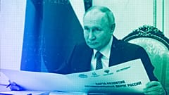 Президент России Владимир Путин принимает участие в церемонии открытия автомобильной дороги М-12 "Восток" до Казани в режиме видеоконференции в Москве в декабре 2023 года