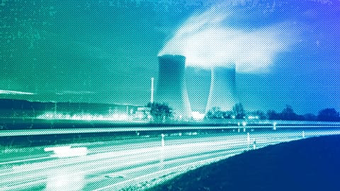 Steam rises from the cooling towers of the Grohnde nuclear power plant in Germany, in December 2021. 