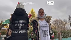 Участницы (чрезвычайно редкой сейчас) акции протеста против мобилизации