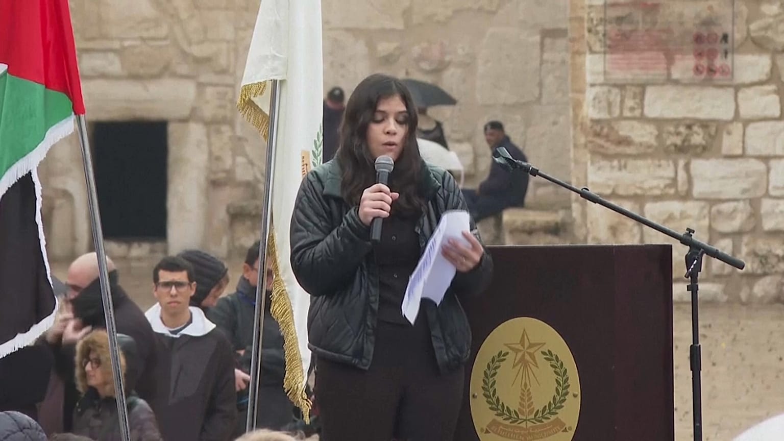 ماريالا الزغبي أثناء قراءة الرسالة لأطفال العالم