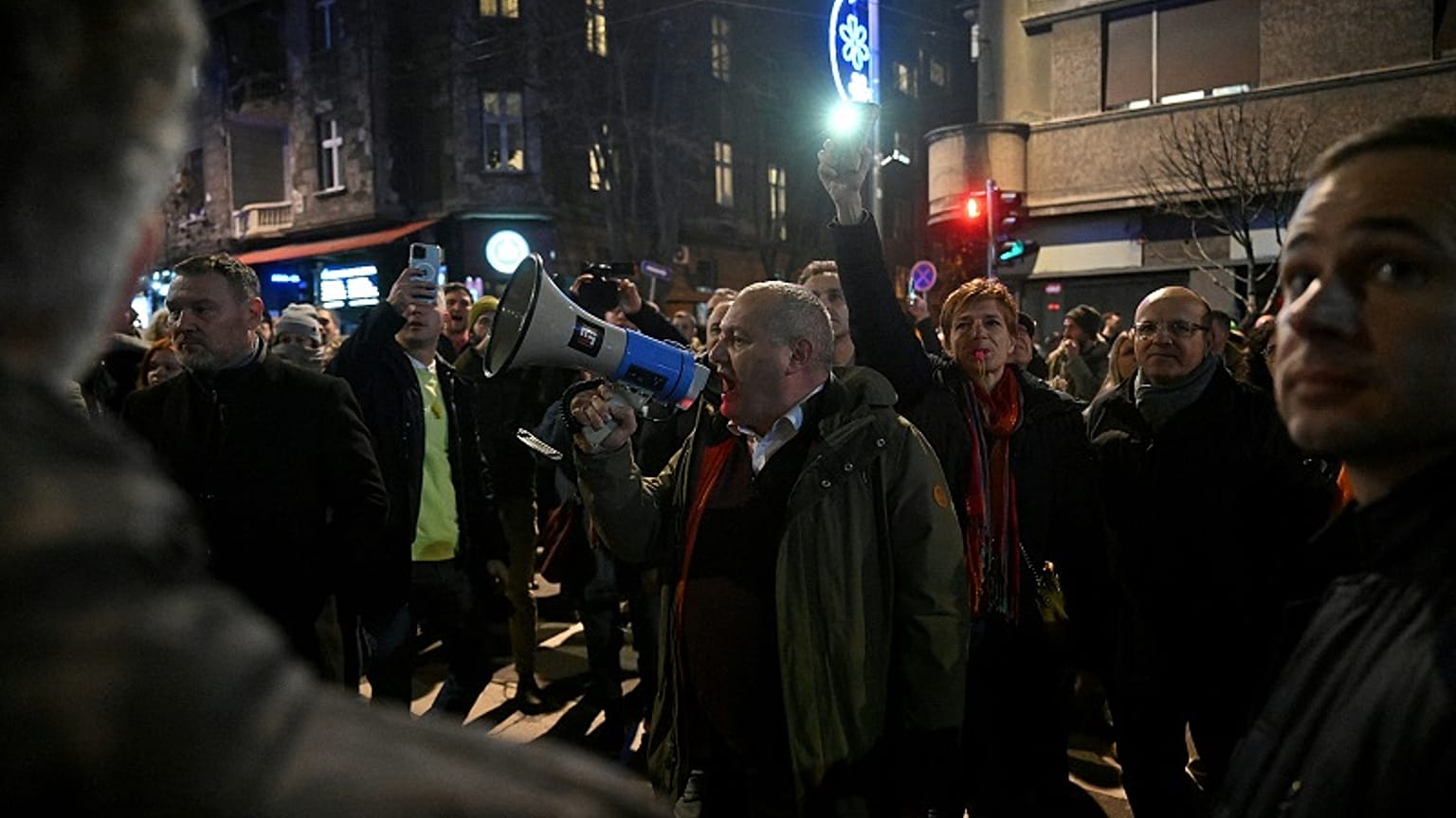 Srdjan Milivojevic ist eine der Führungsfiguren von "Serbien gegen Gewalt". Hier am 25.12.23 in belgrad