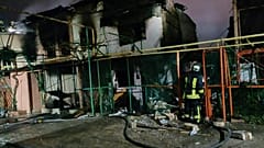 Zerstörtes Ziel einer Drohne in der Ukraine
